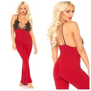NEW Leg Avenue S/M Small Medium Chill Vibes One Piece Lace Bodice Jumpsuit